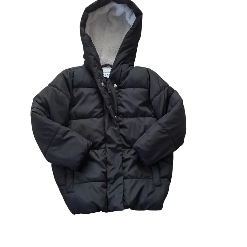 Girls Old Navy Black Puffer Winter Coat Jacket Size Small 6/7 Water Resistant